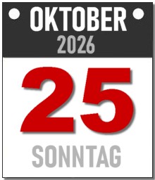Sonntag, 25. Oktober 2026