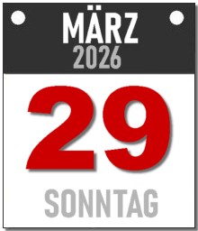 Sonntag, 29. M�rz 2026