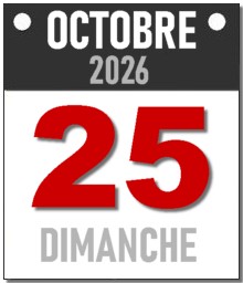 Dimanche, 25 octobre 2026