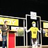 Tom Flammang presents the award ceremony for the yellow jersey of the Tour de France 2010 to Andy Schleck